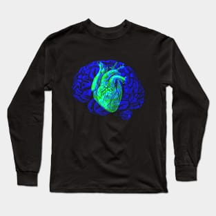 Brain&Heart Interactive Green&Blue Filter T-Shirt By Red&Blue Long Sleeve T-Shirt